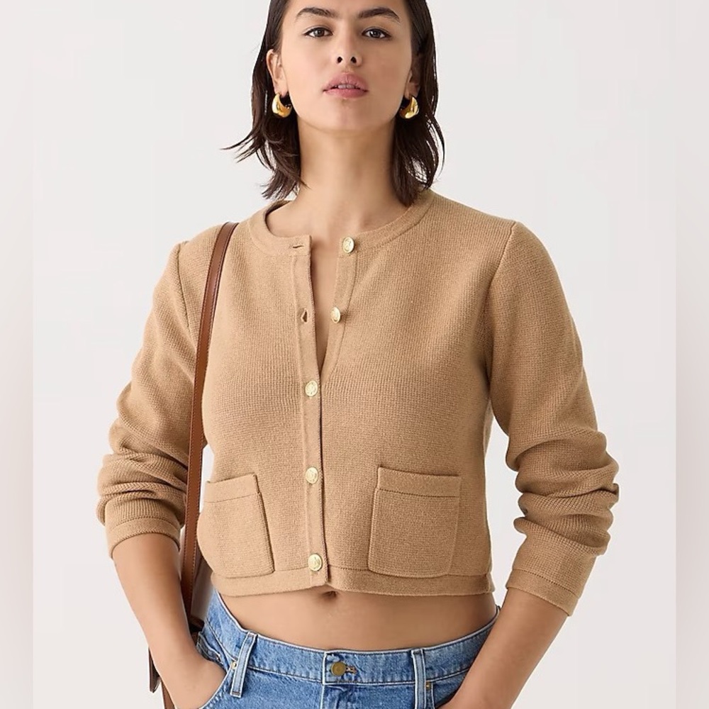 J. Crew Emilie Sweater Lady Jacket in Camel Color - Heather Acorn
